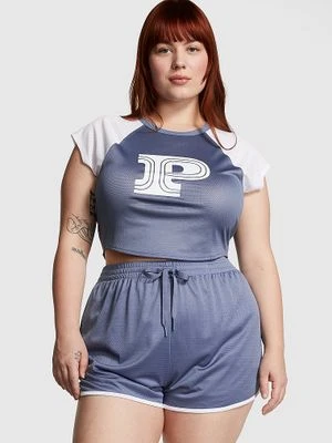 PINK Crop top z krótkim rękawem Victoria's Secret Niebieski