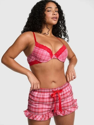 PINK Flanelowe szorty piżamowe Favorite Flannel z falbanką Victoria's Secret