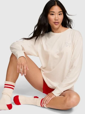 PINK Koszulka Campus Cotton z długim rękawem Victoria's Secret Szary