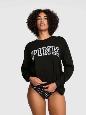 PINK Koszulka z długim rękawem Campus Cotton Victoria's Secret Czarny