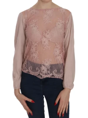 Pink Lace Boat Neck Blouse Pink Memories