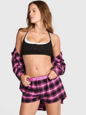 PINK Luźne flanelowe szorty piżamowe Favorite ze 100% bawełny Victoria's Secret