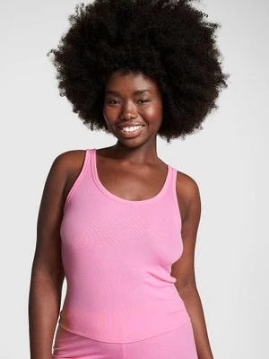 PINK Prążkowany tank top z modalu Victoria's Secret