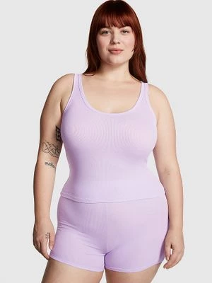 PINK Prążkowany tank top z modalu Victoria's Secret