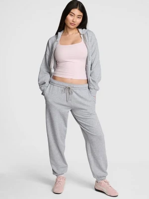 PINK Spodnie dresowe bawełniane Ivy Fleece Campus Victoria's Secret Szary