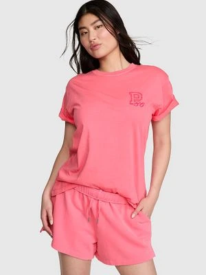 PINK T-shirt bawełniany Campus Cotton Victoria's Secret