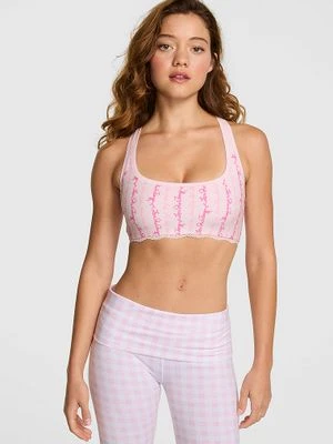 PINK x LoveShackFancy bawełniany biustonosz typu racerback Victoria's Secret