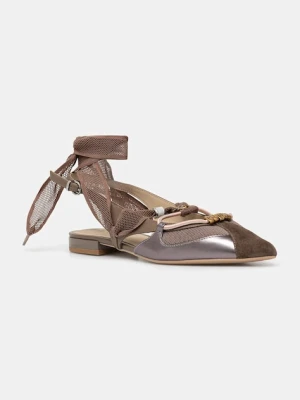 Pinko baleriny Gianira 30 kolor brązowy z odkrytą piętą SD0547P003M28