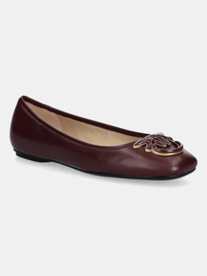 Pinko baleriny skórzane Max 03 kolor bordowy SD0379P003P61