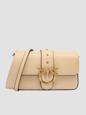 PINKO Beżowa kopertówka Love One Mini Slouchy FL Vitello Morbido