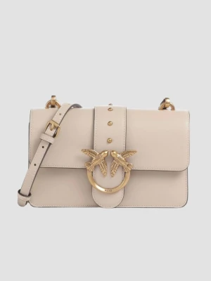 PINKO Beżowa kopertówka Love One Mini St. Cl Vitello Seta