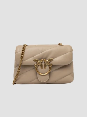 PINKO Beżowa skórzana damska torebka kopertówka Love Puff Mini CL