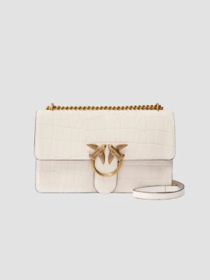 PINKO Biała damska kopertówka Love One Mini DC Cocco Nabuccato