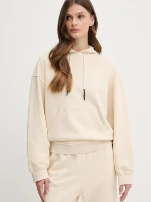 Pinko bluza bawełniana damska kolor beżowy z kapturem gładka 105507 A2RB