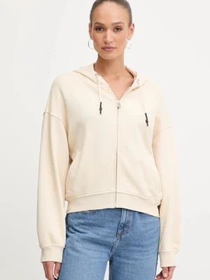 Pinko bluza bawełniana damska kolor beżowy z kapturem gładka 105509 A2RB