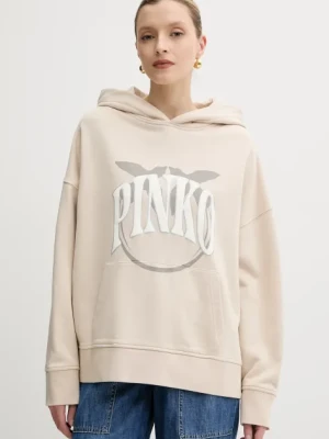 Pinko bluza bawełniana damska kolor beżowy z nadrukiem 104623 A2CU