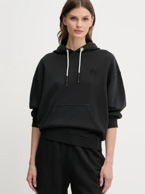 Pinko bluza bawełniana damska kolor czarny z kapturem gładka 105507 A2RB