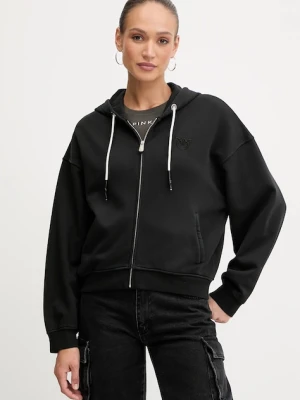 Pinko bluza bawełniana damska kolor czarny z kapturem gładka 105509 A2RB