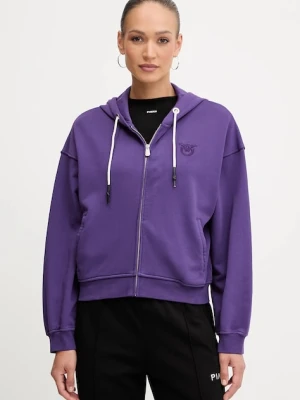 Pinko bluza bawełniana damska kolor fioletowy z kapturem gładka 105509 A2RB