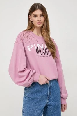 Pinko bluza bawełniana damska kolor różowy z aplikacją 102827.A1LU
