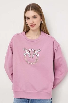 Pinko bluza bawełniana damska kolor różowy z aplikacją 100534.A1R8
