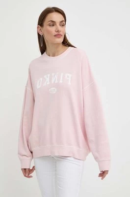 Pinko bluza bawełniana damska kolor różowy z nadrukiem 104266 A25Y