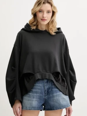 Pinko bluza damska kolor czarny z kapturem gładka 104967 A2HW
