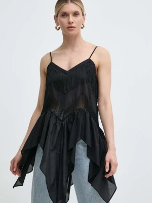 Pinko bluzka bawełniana damska kolor czarny gładka 103734 A1XN