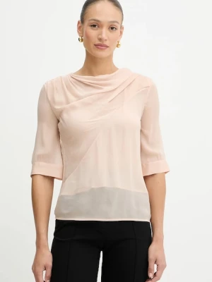 Pinko bluzka damska kolor beżowy gładka 104785 A2E9
