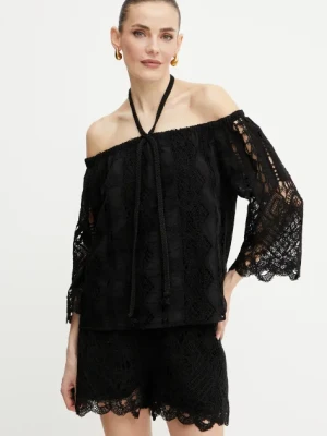 Pinko bluzka damska kolor czarny gładka 104798 A2G9