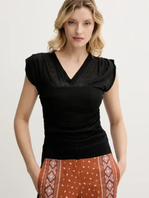 Pinko bluzka lniana damskie kolor czarny gładka 104985 A2GF