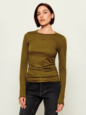 Pinko Bluzka Perle | Slim Fit | z dodatkiem wełny khaki