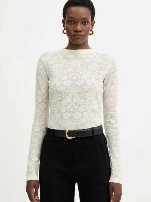 Pinko bluzka z dodatkiem wełny damska kolor beżowy gładka 105697 A2TW