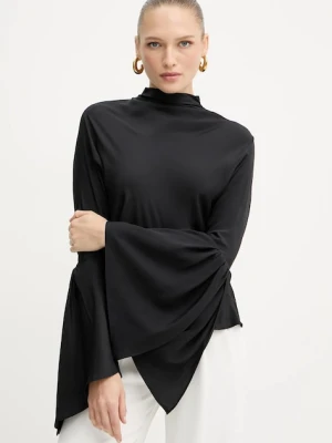 Pinko bluzka z jedwabiem damska kolor czarny gładka 105625 A2S9