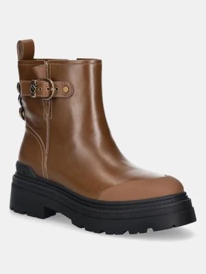 Pinko botki Mia 21 damskie kolor brązowy na platformie SD0409P001GU8