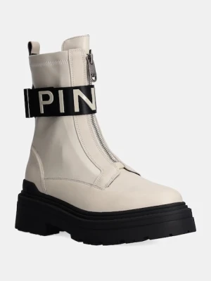 Pinko botki Mia damskie kolor beżowy na płaskim obcasie SD0219 P061 DY7