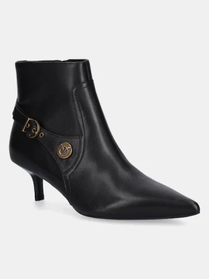 Pinko botki skórzane Gloria 14 damskie kolor czarny na szpilce SD0367P087Z99