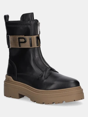 Pinko botki skórzane Mia 13 damskie kolor czarny na platformie SD0219P061Z99