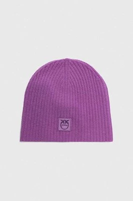 Pinko czapka kaszmirowa kolor fioletowy z cienkiej dzianiny wełniana 101501.A0ZX