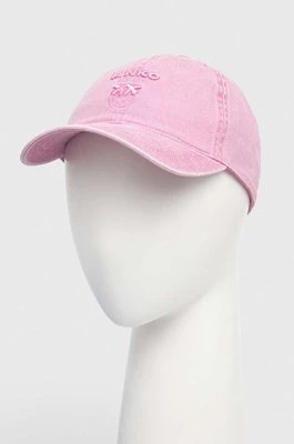 Pinko czapka z daszkiem bawełniana kolor różowy gładka 100621.A1QN