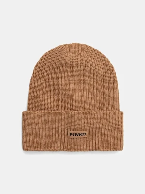 Pinko czapka z dodatkiem wełny kolor brązowy 105993 A2Z4