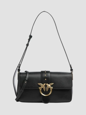 PINKO Czarna kopertówka Love One Classic Slouchy Fl Vitello Morbido