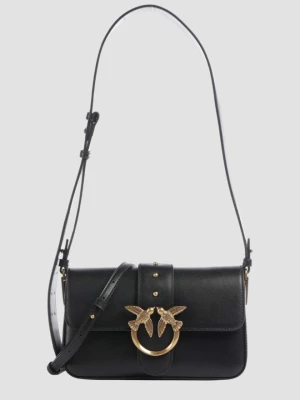PINKO Czarna kopertówka Love One Mini Slouchy Fl Vitello Morbido