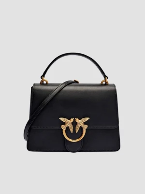 PINKO Czarna skórzana damska torebka kopertówka Love One Top Handle Mini Light
