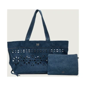 Pinko Jeansowa shopperka + saszetka CLASSIC SANGALLO