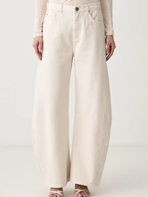 Pinko jeansy wide leg damskie beżowy