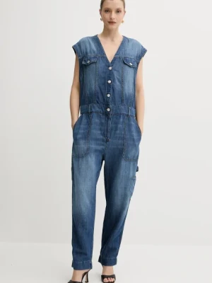 Pinko kombinezon jeansowy kolor niebieski z domieszką lnu 104824 A2GQ