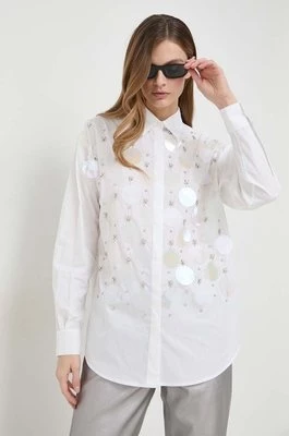 Pinko koszula bawełniana damska kolor biały relaxed z kołnierzykiem klasycznym 102476.A1P1