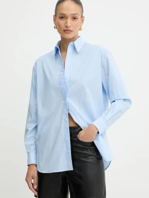 Pinko koszula bawełniana damska kolor niebieski relaxed z kołnierzykiem klasycznym 102476 A2CR