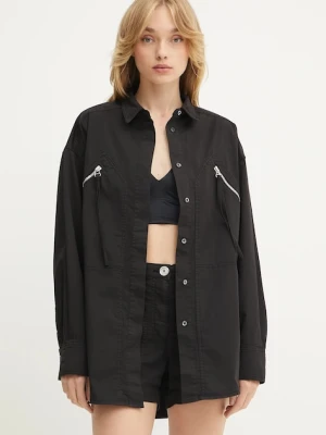 Pinko koszula damska kolor czarny relaxed z kołnierzykiem klasycznym 105263 A2L8